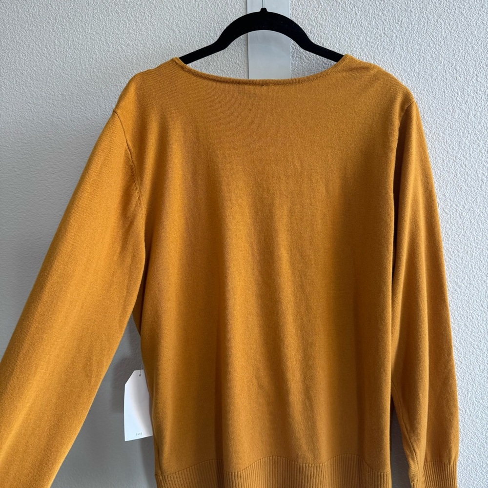 NWT Universal Standard Statement Wrap Sweater Dried Saffron Yellow Cotton 14-16 - Picture 6 of 13